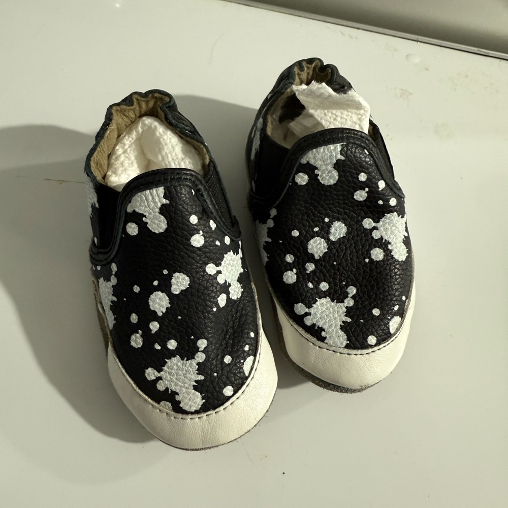 Robeez Black and White Splatter Baby Shoes